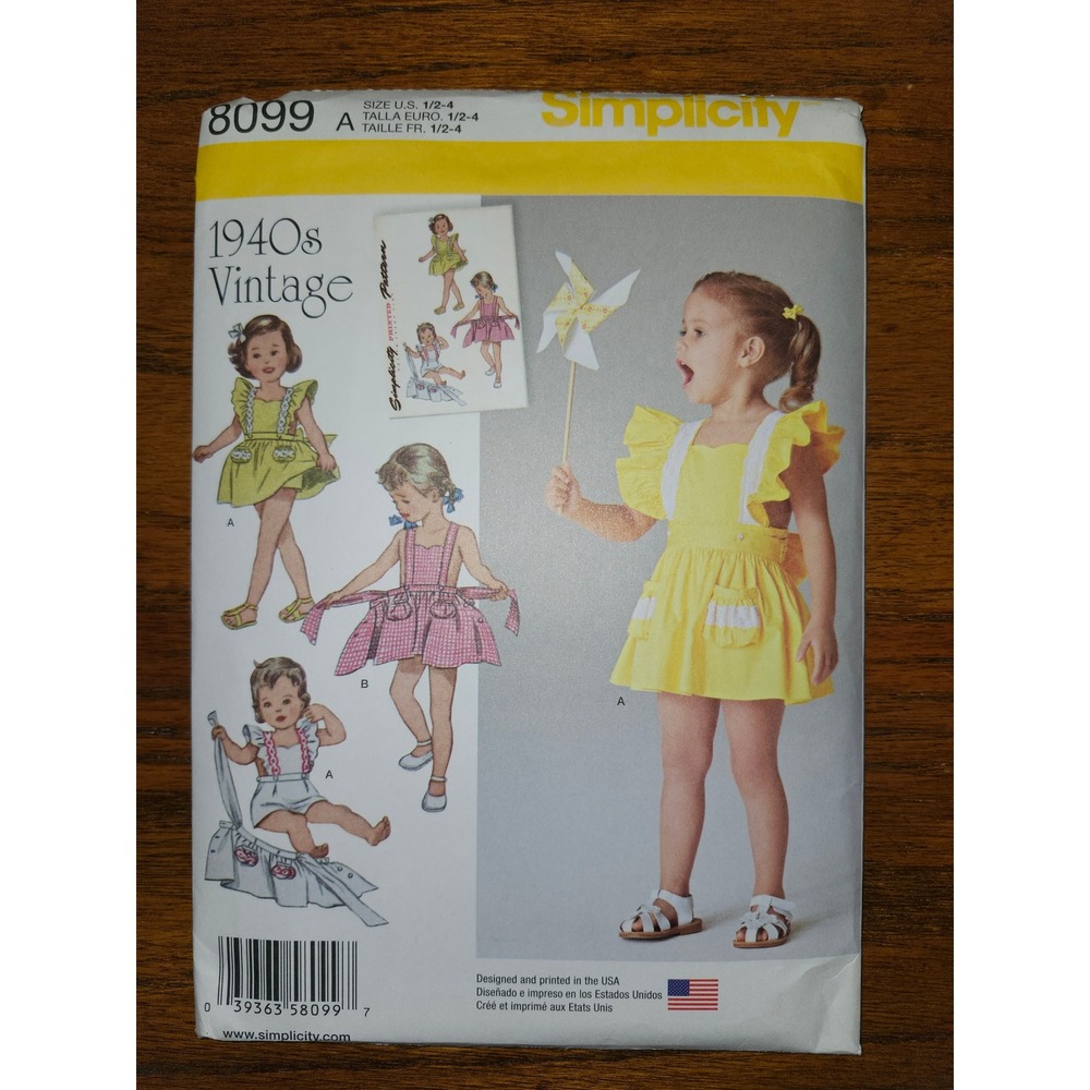 Simplicity 8099 1940s Vintage Toddler Romper Button-On Skirt Pattern Size 1/2-4